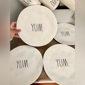Rae Dunn 10” “Yum” plates set of 4